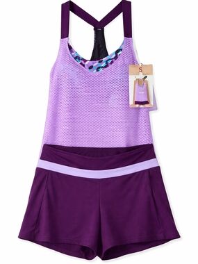 ZeroXposur Lavender Mesh Athletic Tank with Plum Accents